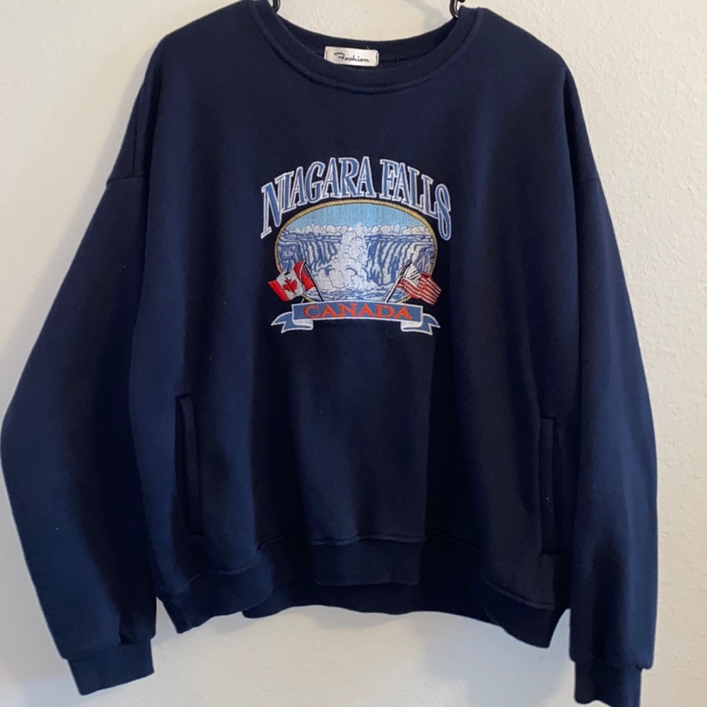Oversized Navy ‘Niagara Falls’ Crewneck